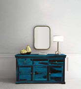 Sheesham Wood Sideboard In Scratch Resistant Ocean Blue Finish